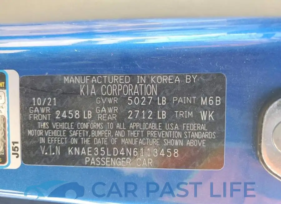 KNAE35LD4N6113458# 12