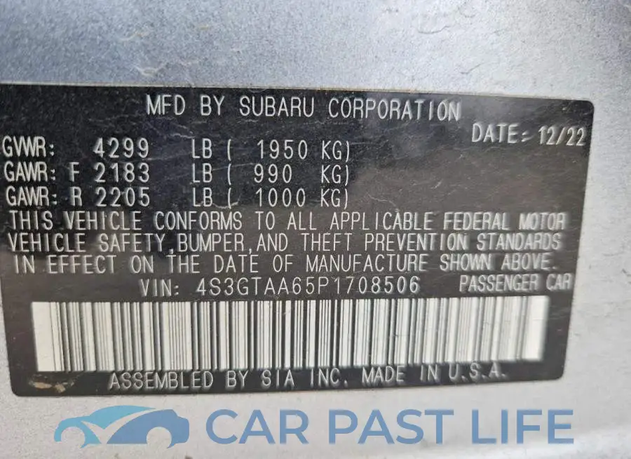 4S3GTAA65P1708506# 13