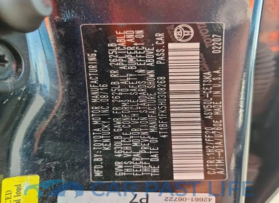 4T1BF1FK5HU308268# 13