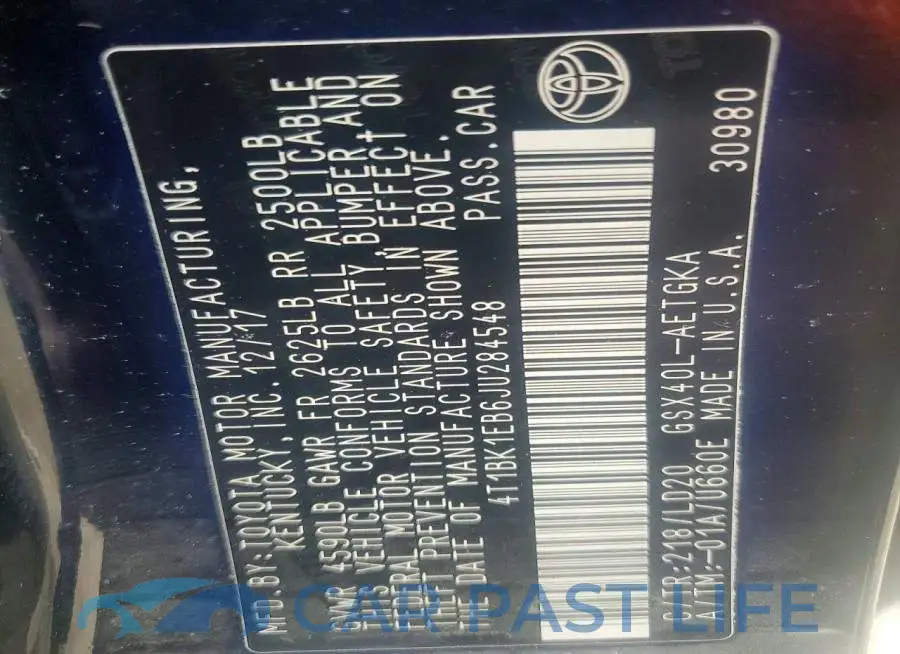 4T1BK1EB6JU284548# 12