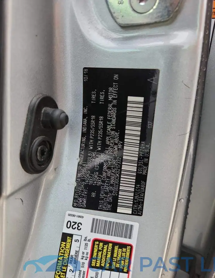 5TDDZ3DC5KS217332# 13