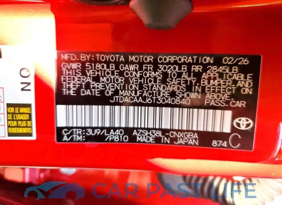 JTDACAAJ6T3040840# 13
