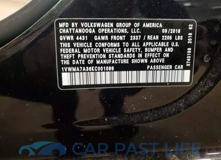 1VWMA7A36KC001099# 13
