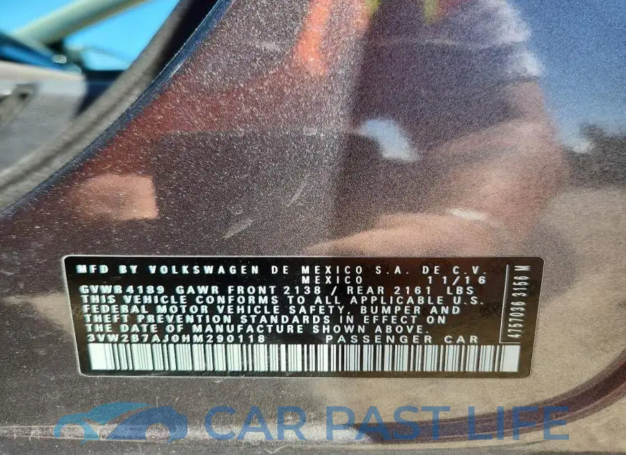 3VW2B7AJ0HM290118# 12