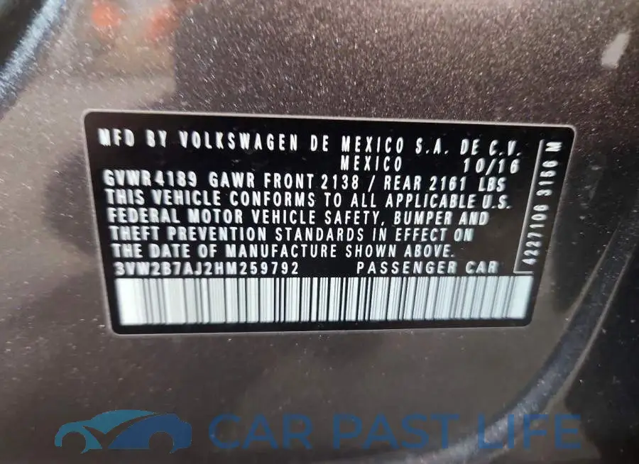 3VW2B7AJ2HM259792# 12