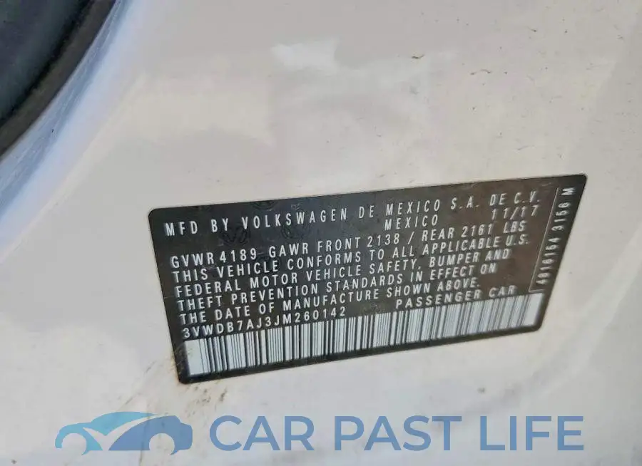 3VWDB7AJ3JM260142# 12