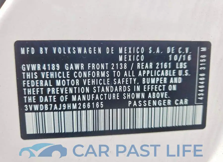 3VWDB7AJ9HM266165# 12