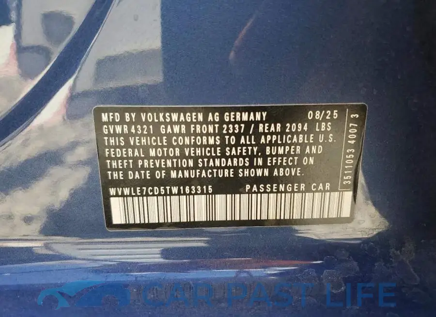 WVWLE7CD5TW163315# 12