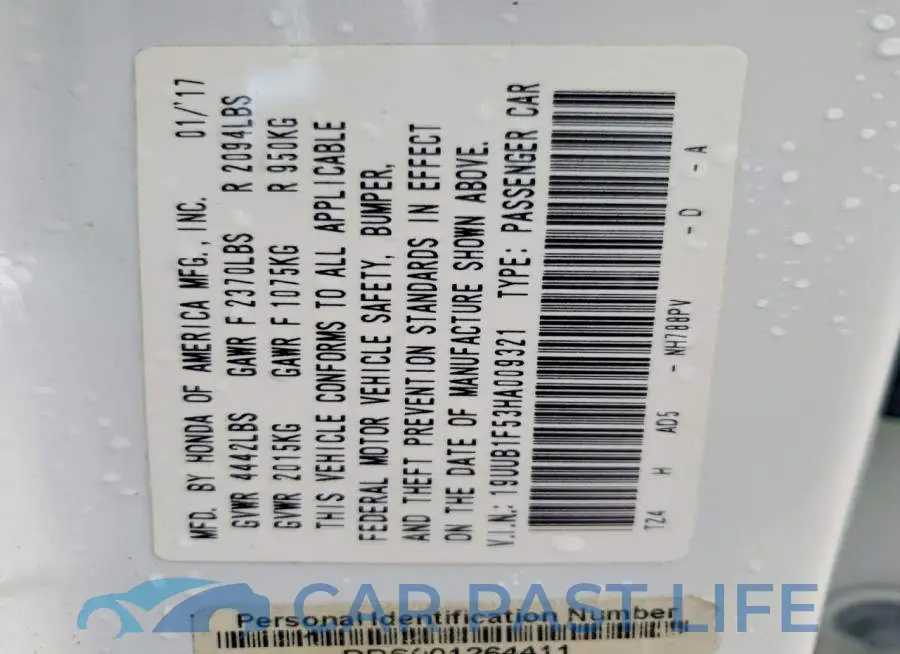 19UUB1F53HA009321# 12