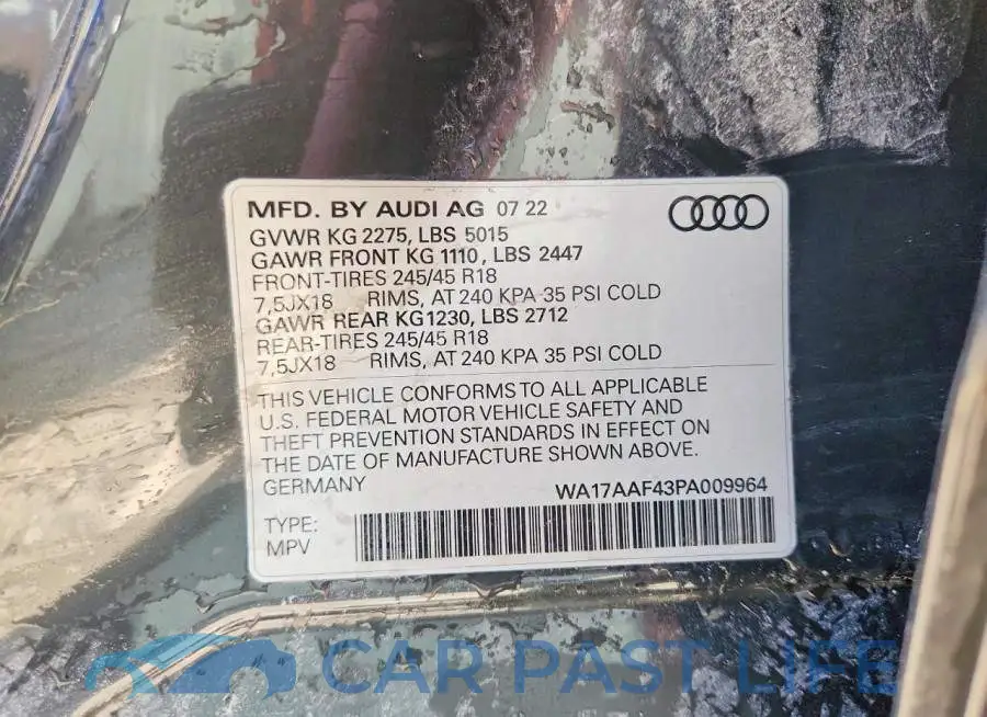WA17AAF43PA009964# 14
