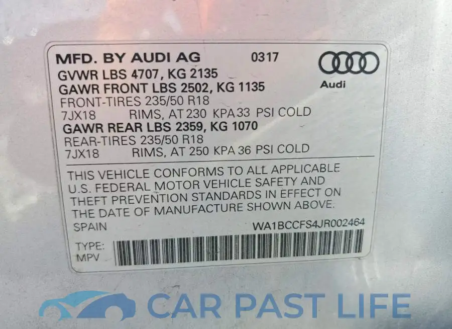WA1BCCFS4JR002464# 12
