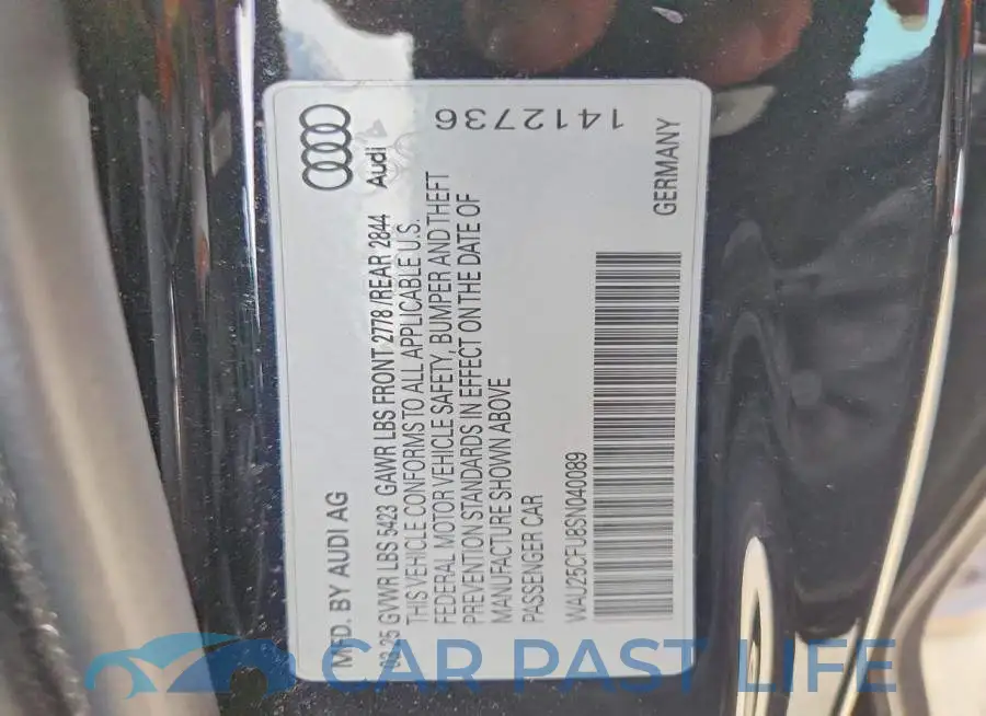 WAU25CFU8SN040089# 12