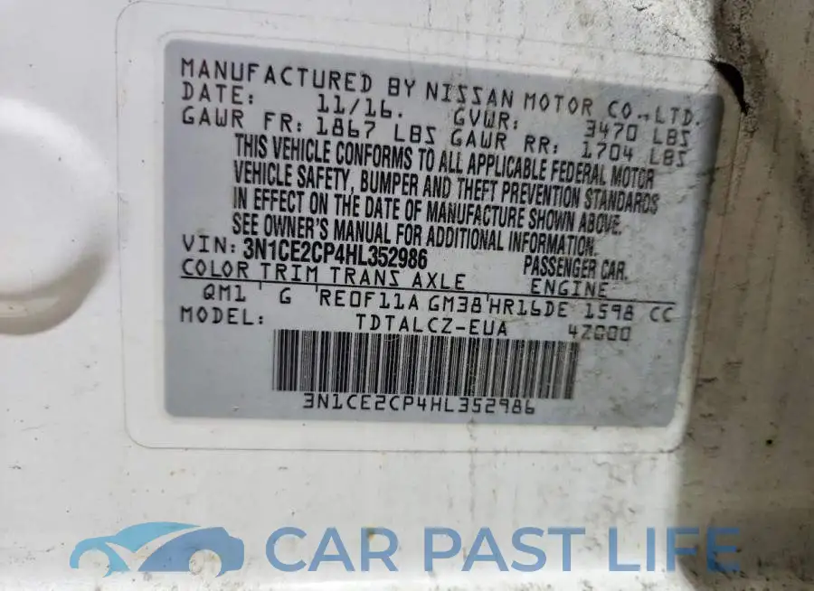 3N1CE2CP4HL352986# 12
