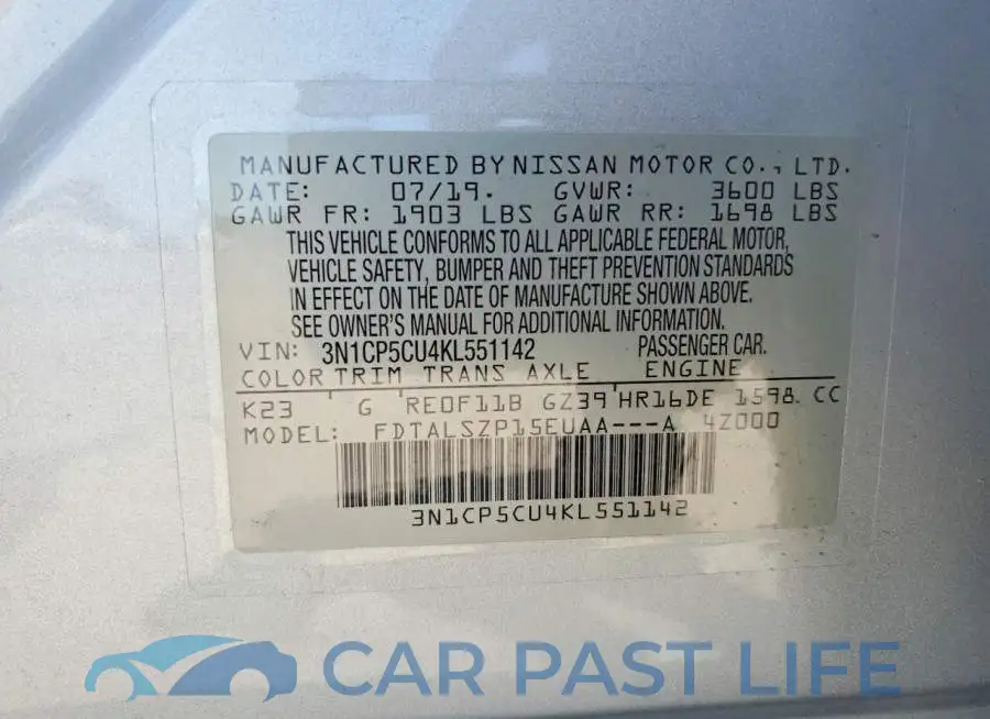 3N1CP5CU4KL551142# 14