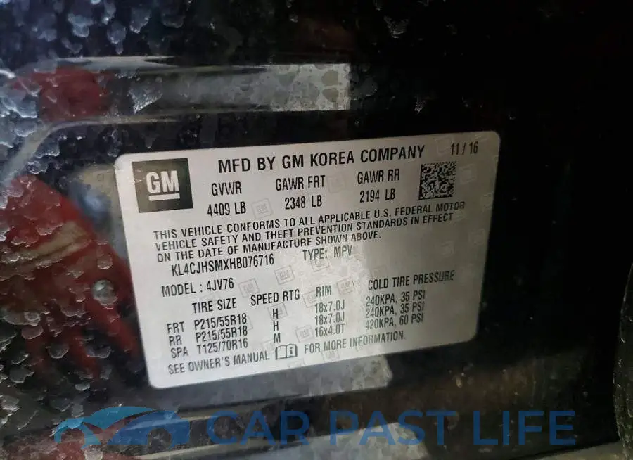 KL4CJHSMXHB076716# 13