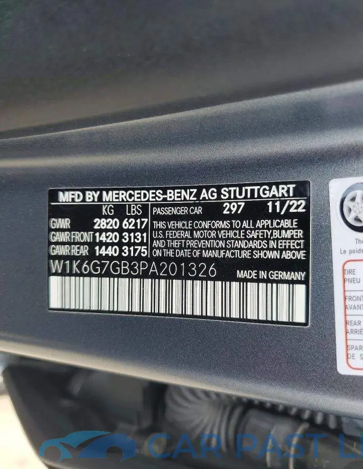 W1K6G7GB3PA201326# 12