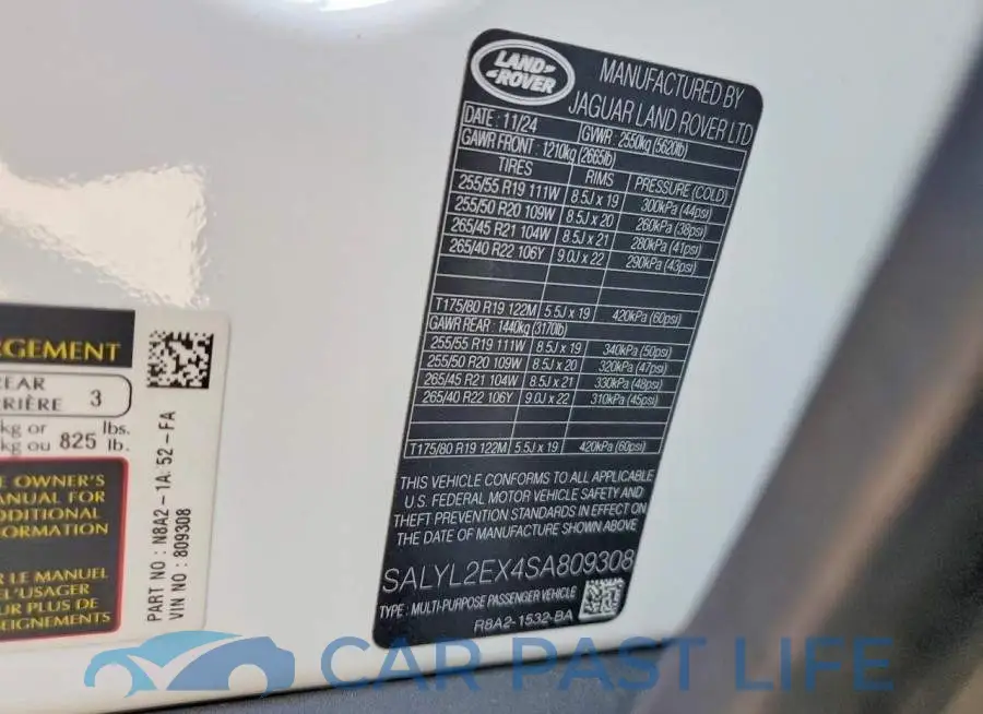 SALYL2EX4SA809308# 13