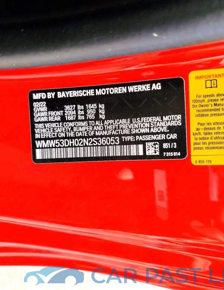WMW53DH02N2S36053# 12