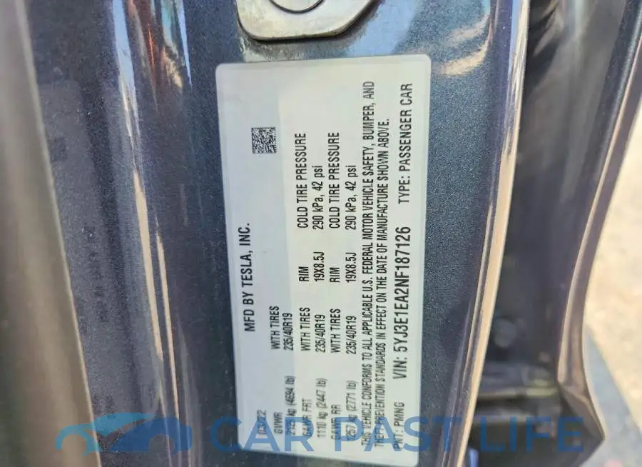 5YJ3E1EA2NF187126# 12