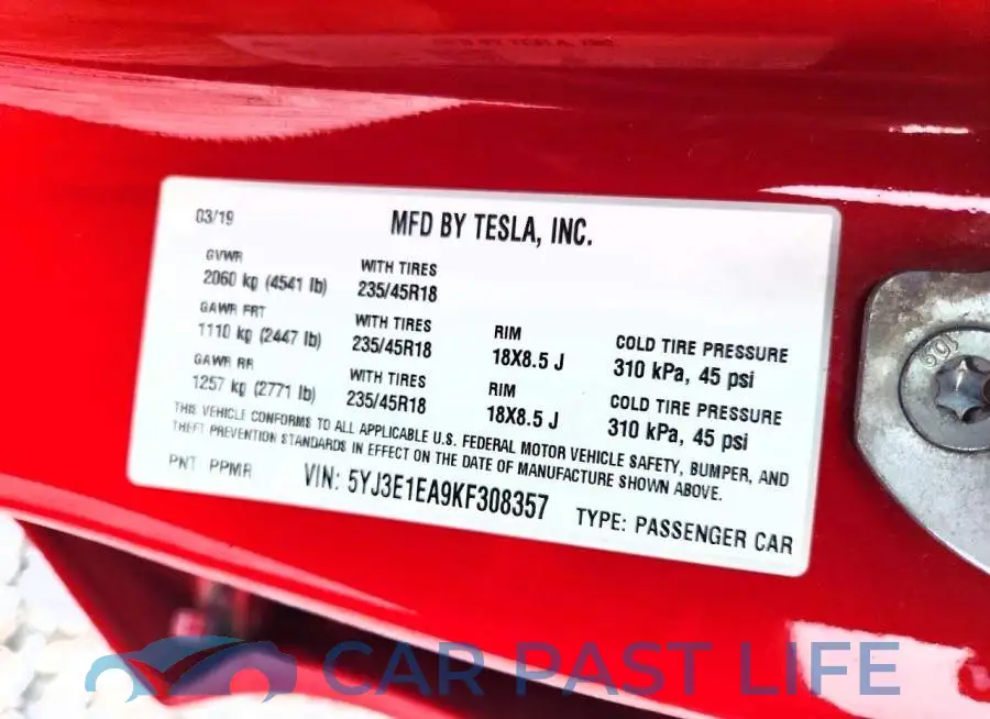 5YJ3E1EA9KF308357# 13