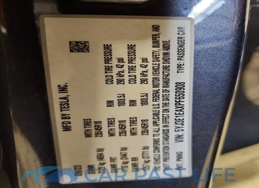 5YJ3E1EAXPF650908# 13