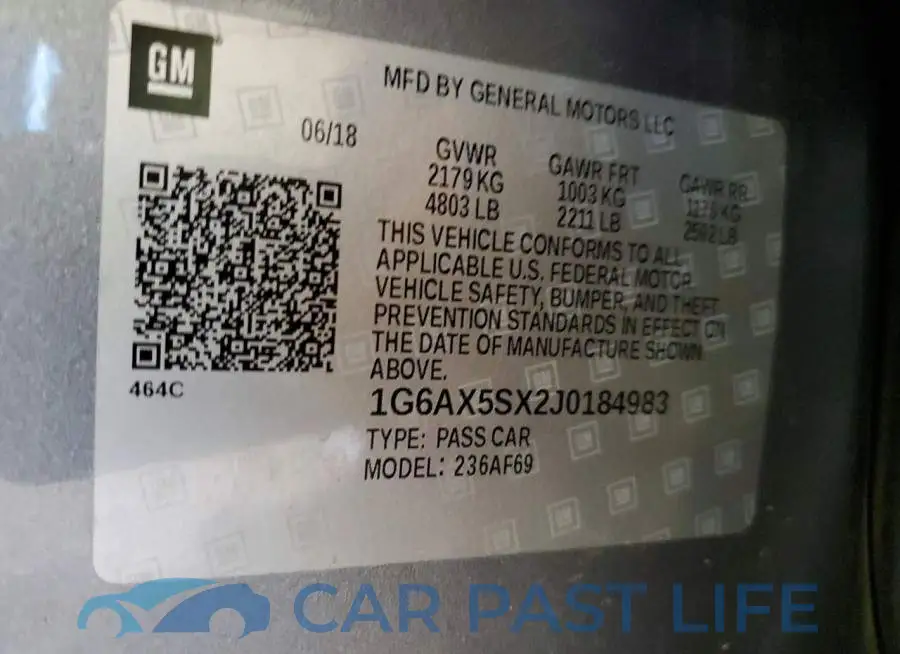 1G6AX5SX2J0184983# 12