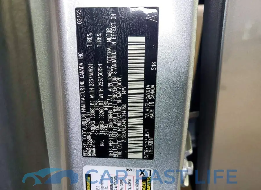 2T2BAMCA4PC014058# 13
