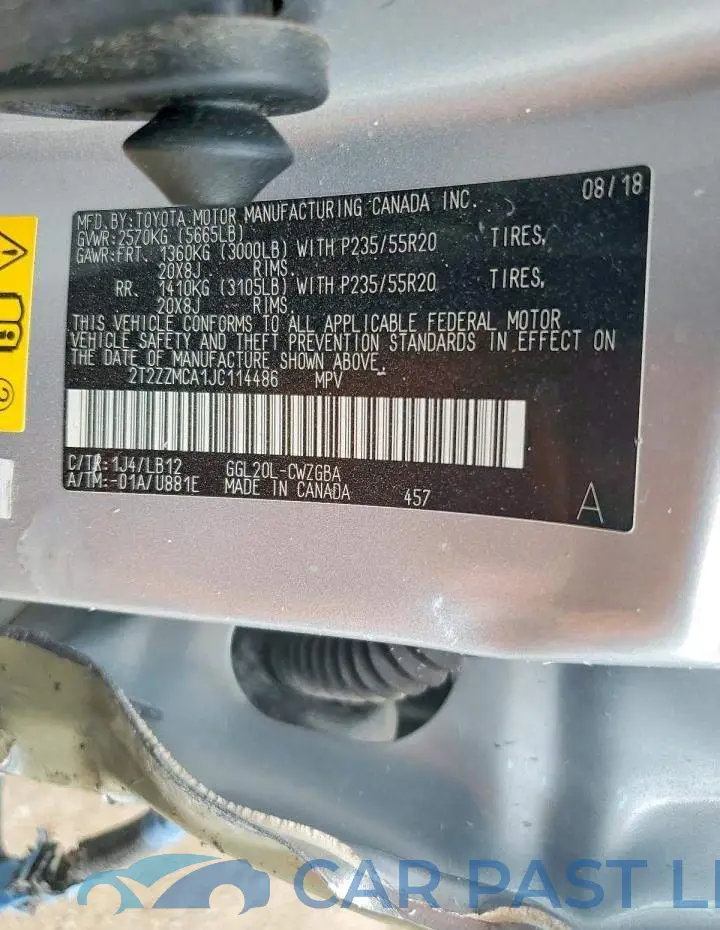 2T2ZZMCA1JC114486# 12