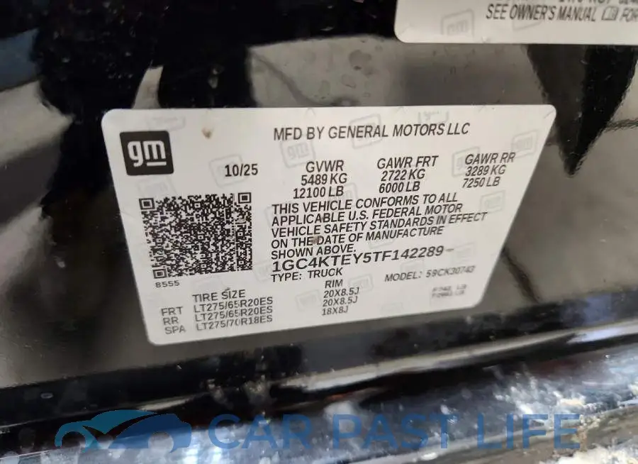 1GC4KTEY5TF142289# 12