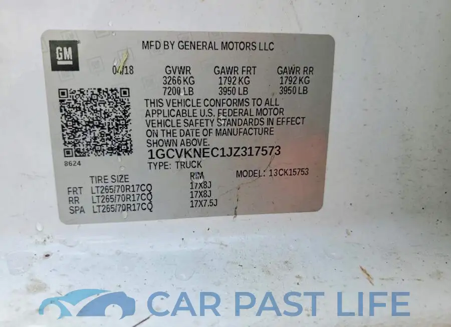 1GCVKNEC1JZ317573# 12