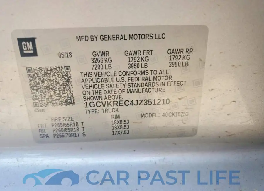 1GCVKREC4JZ351210# 12