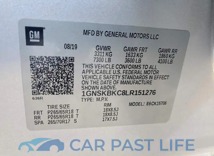 1GNSKBKC8LR151276# 13