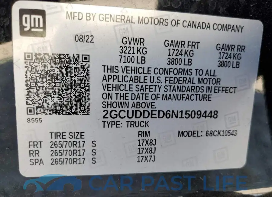 2GCUDDED6N1509448# 12