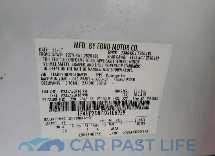 1FAHP2D87KG106939# 12
