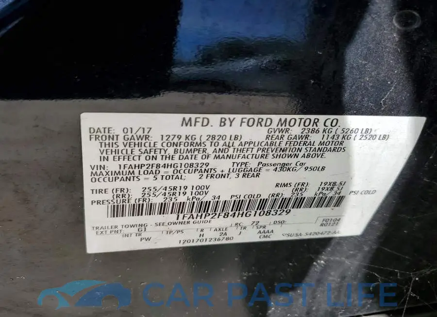 1FAHP2F84HG108329# 12