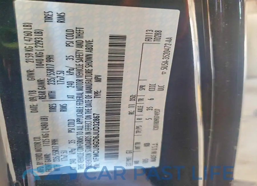 1FMCU9GD6JUD32867# 12