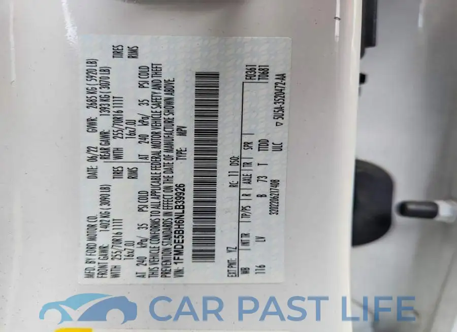 1FMDE5BH6NLB39926# 12