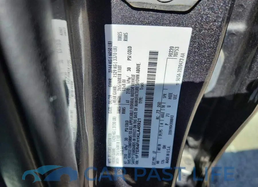 1FTER4FH1KLA45921# 12