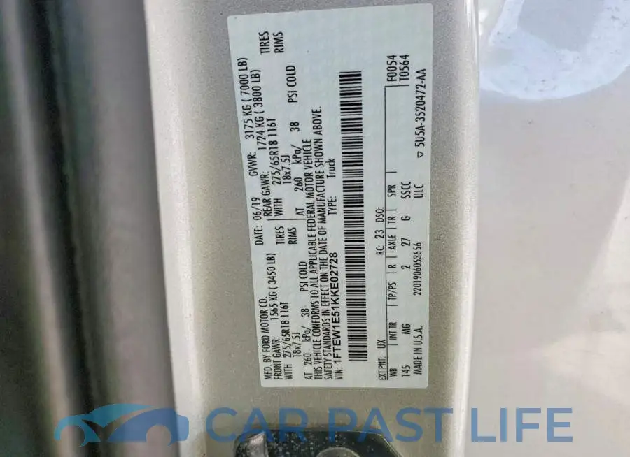 1FTEW1E51KKE02728# 12