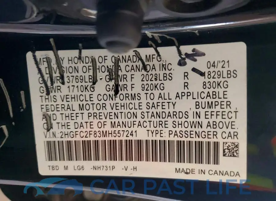 2HGFC2F83MH557241# 12