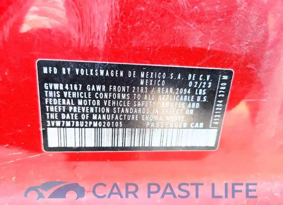 3VW7M7BU2PM020105# 12
