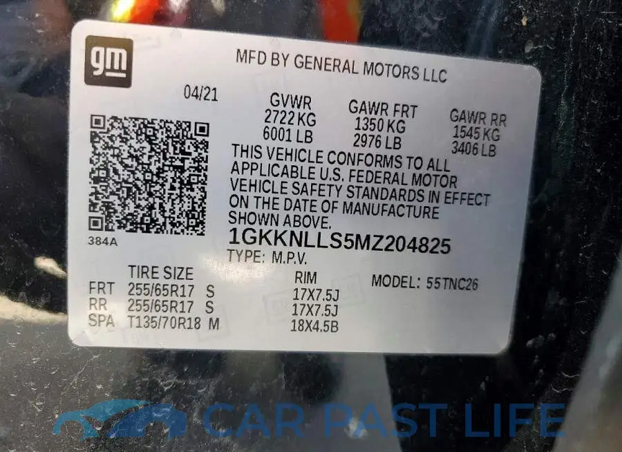 1GKKNLLS5MZ204825# 12