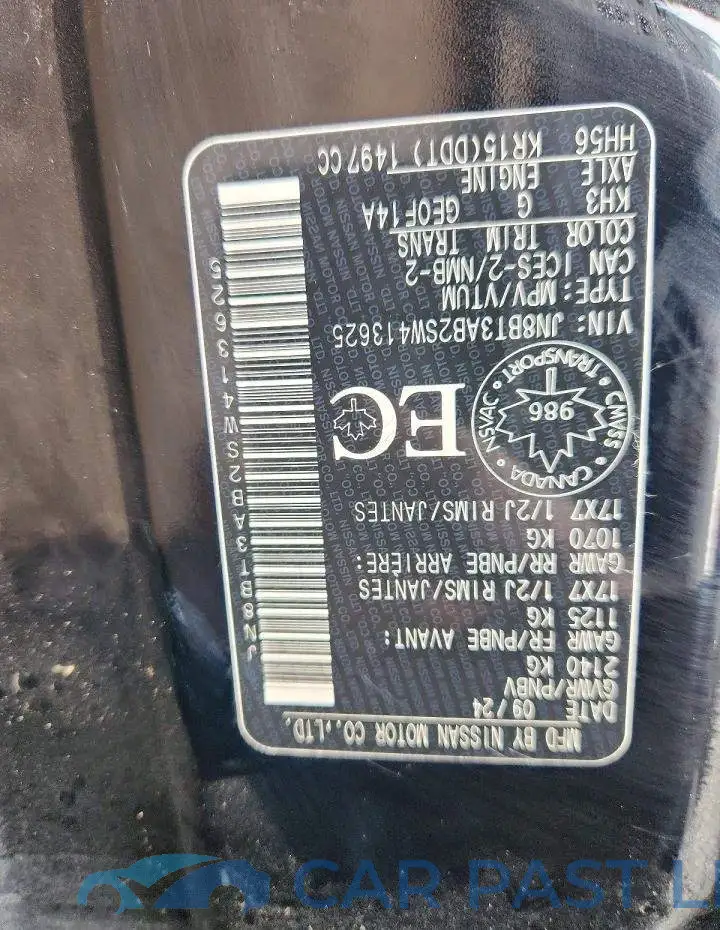 JN8BT3AB2SW413625# 13