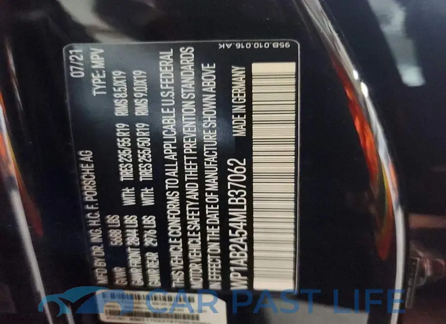 WP1AB2A54MLB37062# 13