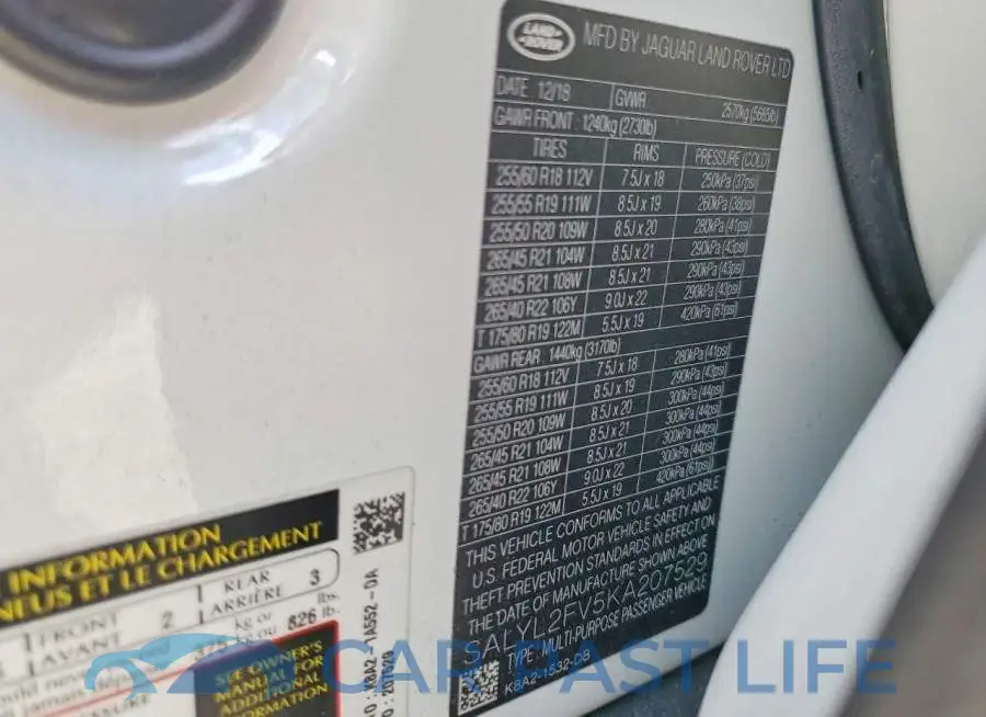 SALYL2FV5KA207529# 14