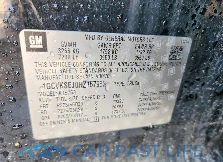 1GCVKSEJ0HZ157953# 12