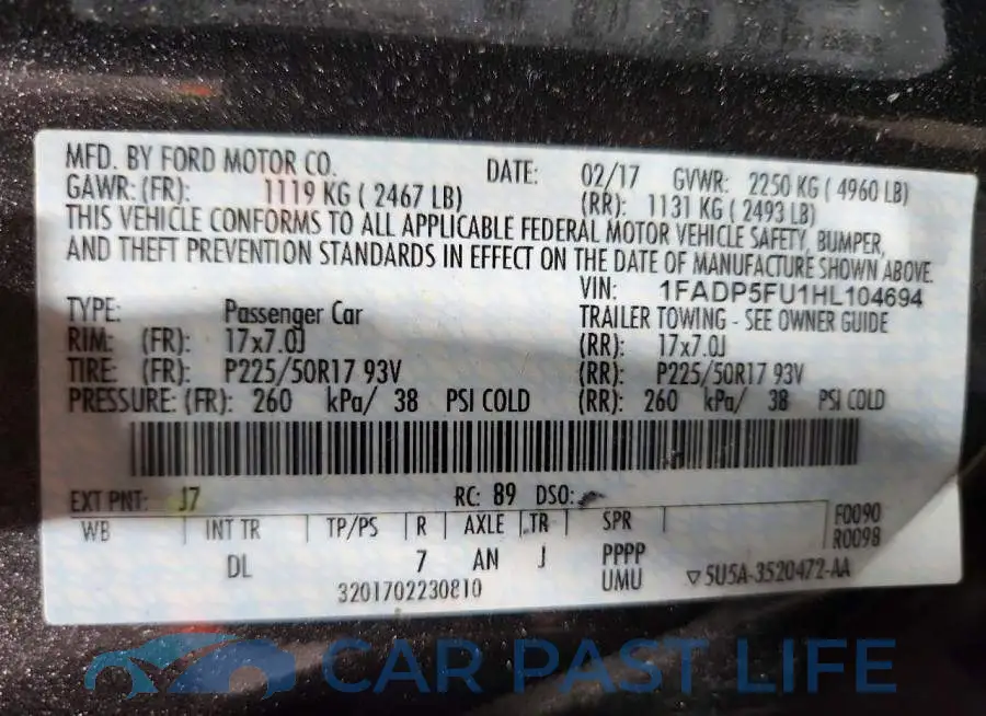 1FADP5FU1HL104694# 12
