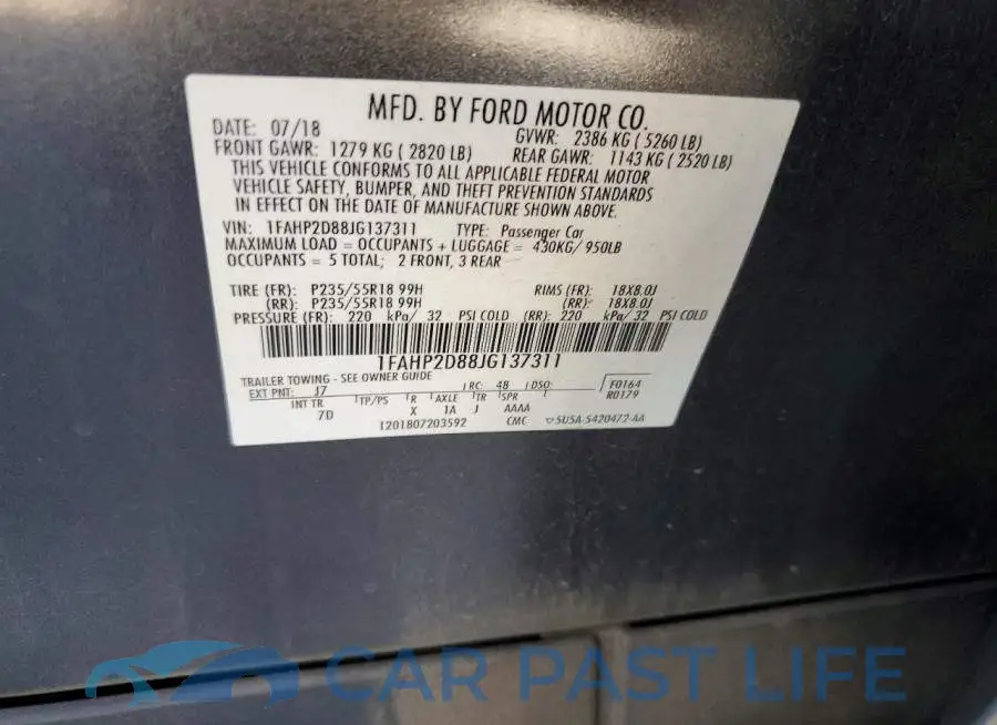 1FAHP2D88JG137311# 12