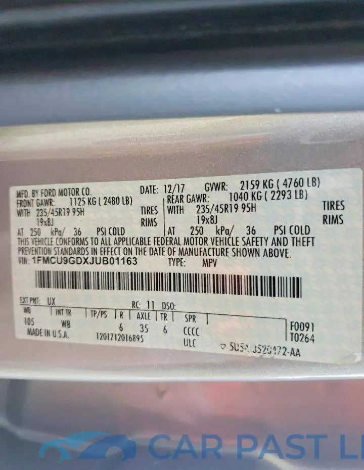 1FMCU9GDXJUB01163# 13