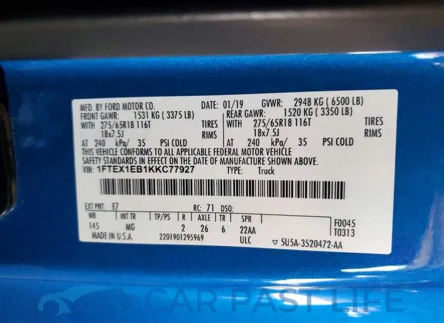 1FTEX1EB1KKC77927# 12